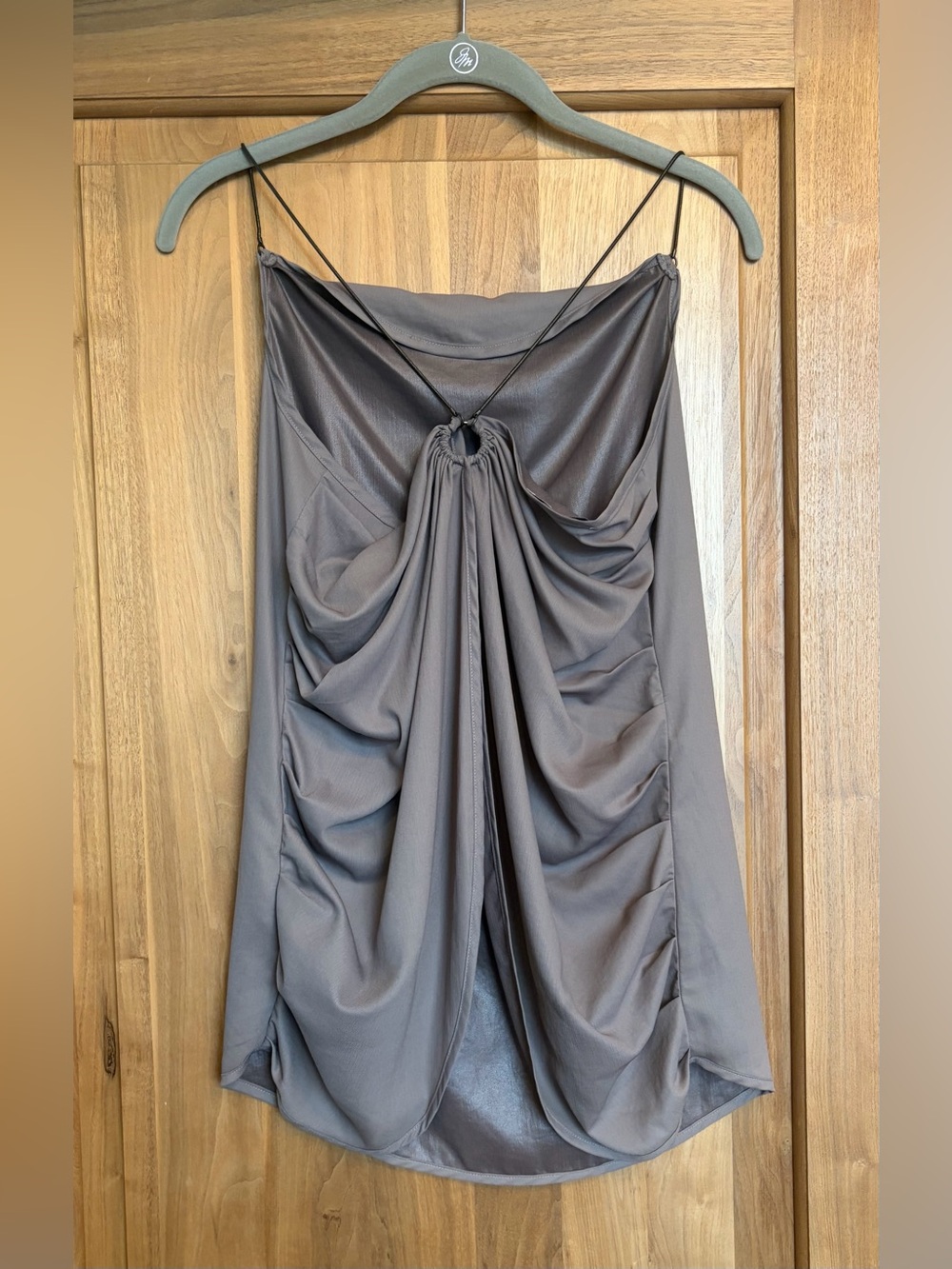 NWOT SOCIETY FOR RATIONAL DRESS Drape Satin Split Back Camisole Top M Lilac/Gray